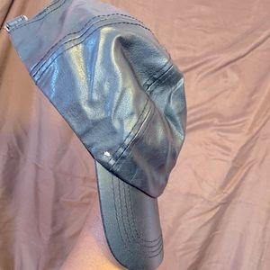 leather black ball cap hat